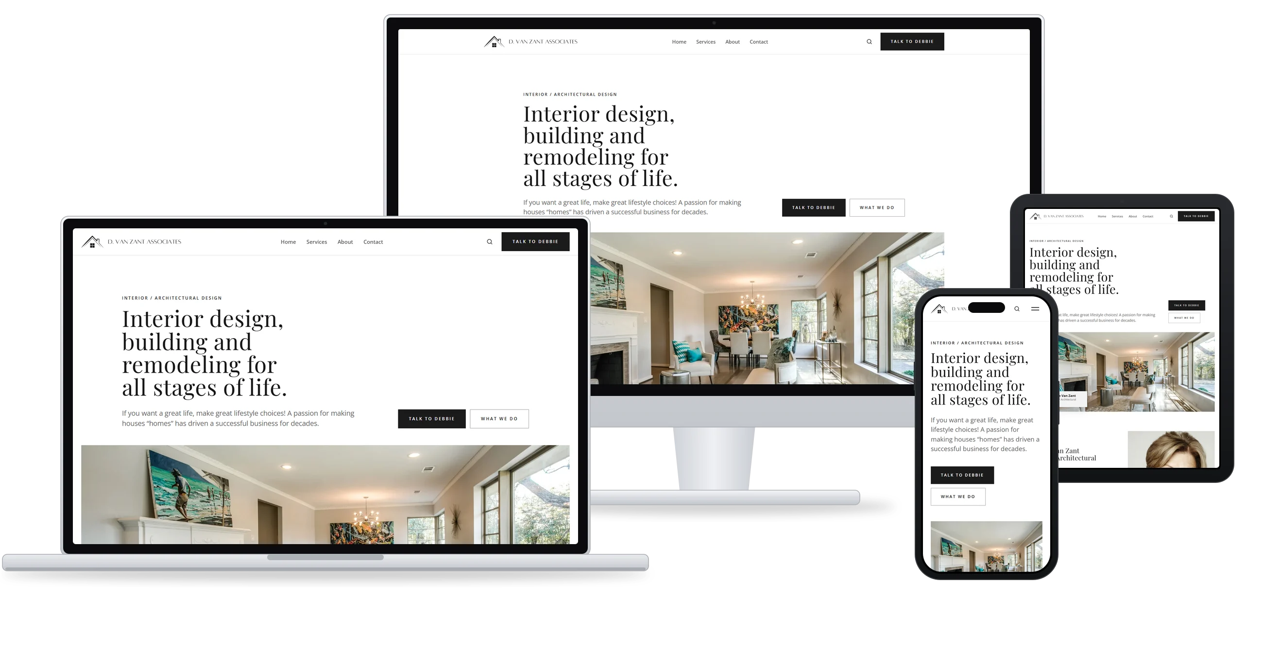 Version 1, Your Brand, Modernized, on a laptop, a monitor, an iPad and an iPhone