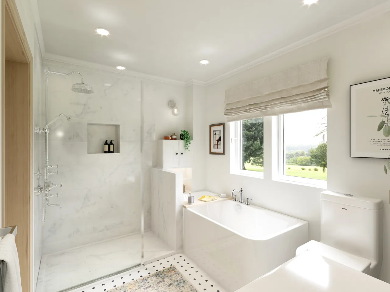 Craigellan bathroom, freestanding tub, window, bright, Craigellan Bathroom