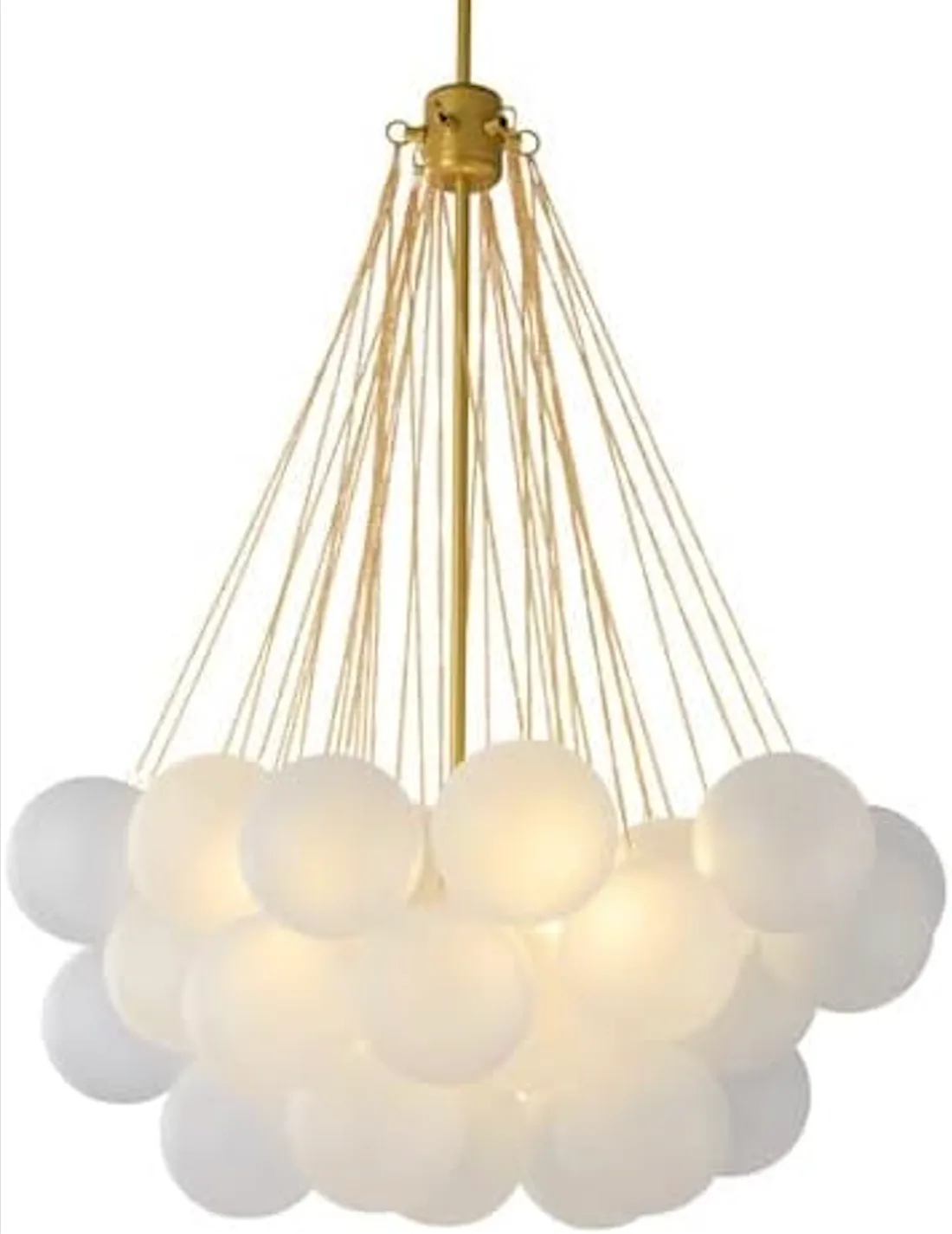 tiered bubble chandelier, brass + frosted glass - lighting comparison blog