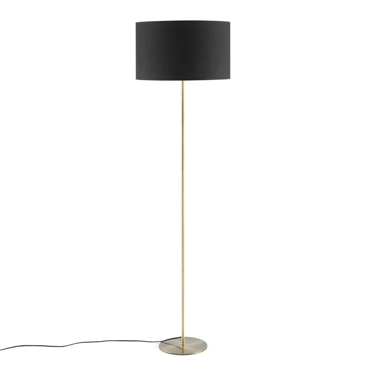 black drum floor lamp, brass stem - lighting comparison blog