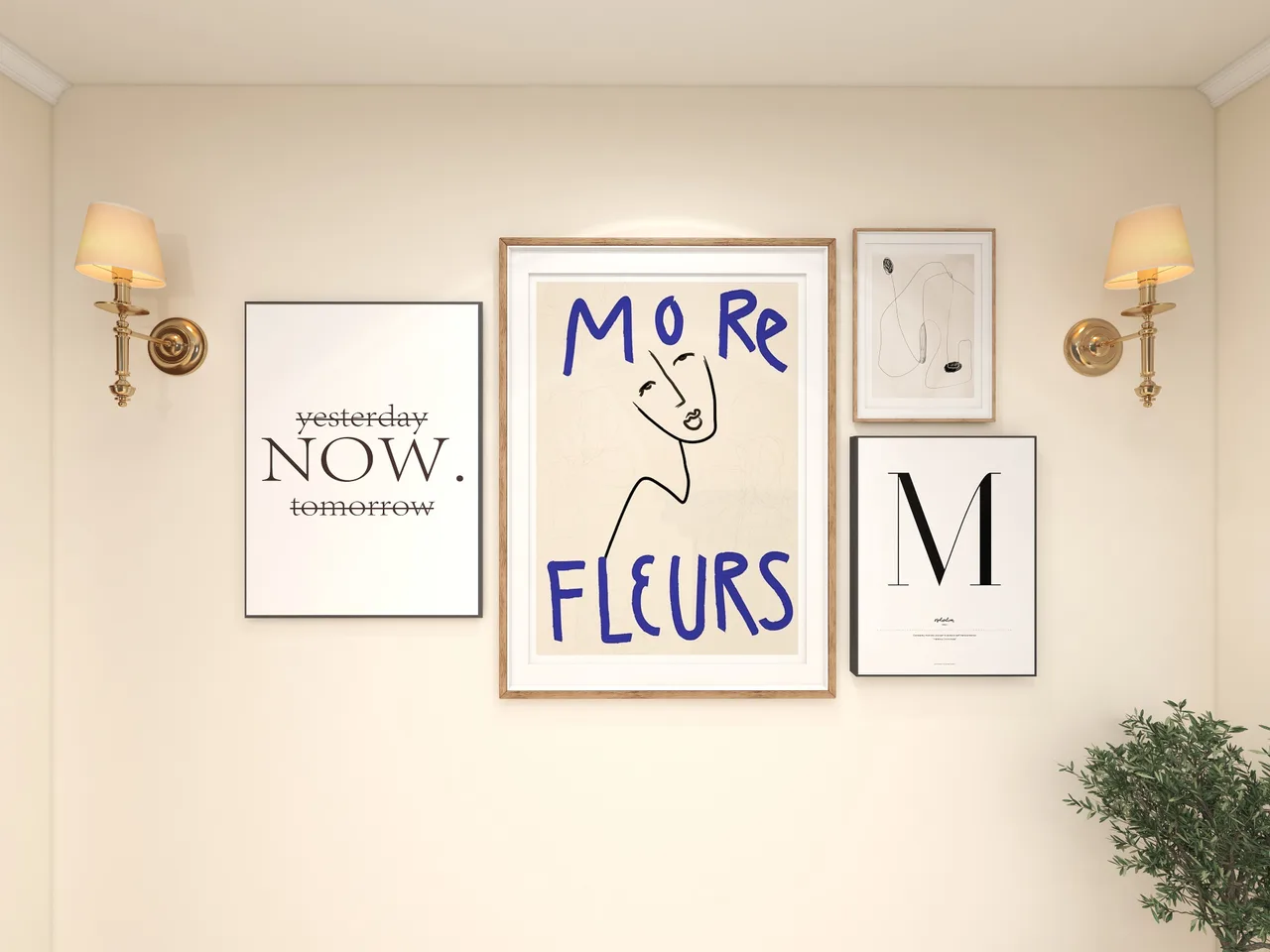 office wall art styling detail ('More Fleurs' framed prints), Richmond Office
