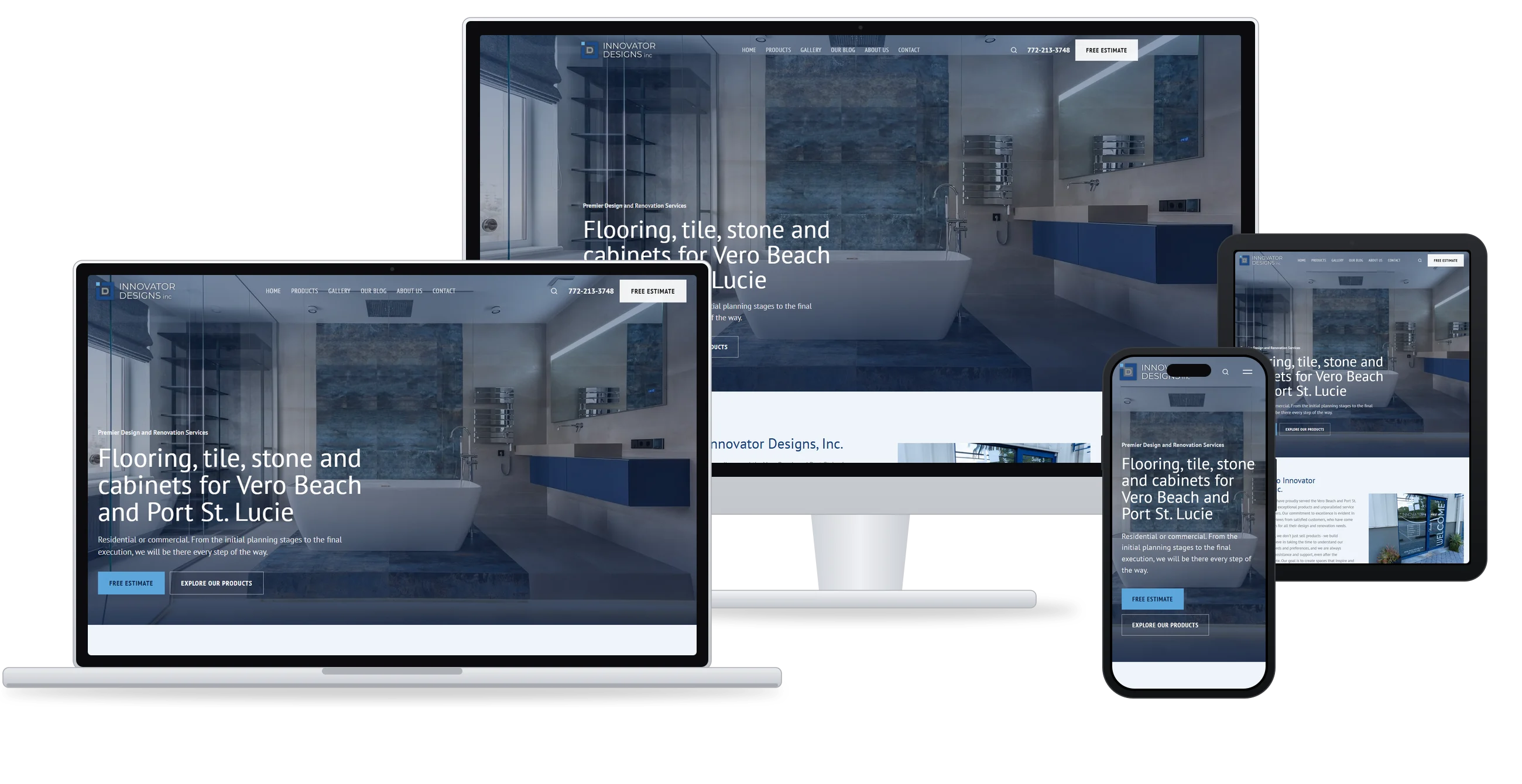 Version 1, Your Brand, Modernized, on a laptop, a monitor, an iPad and an iPhone