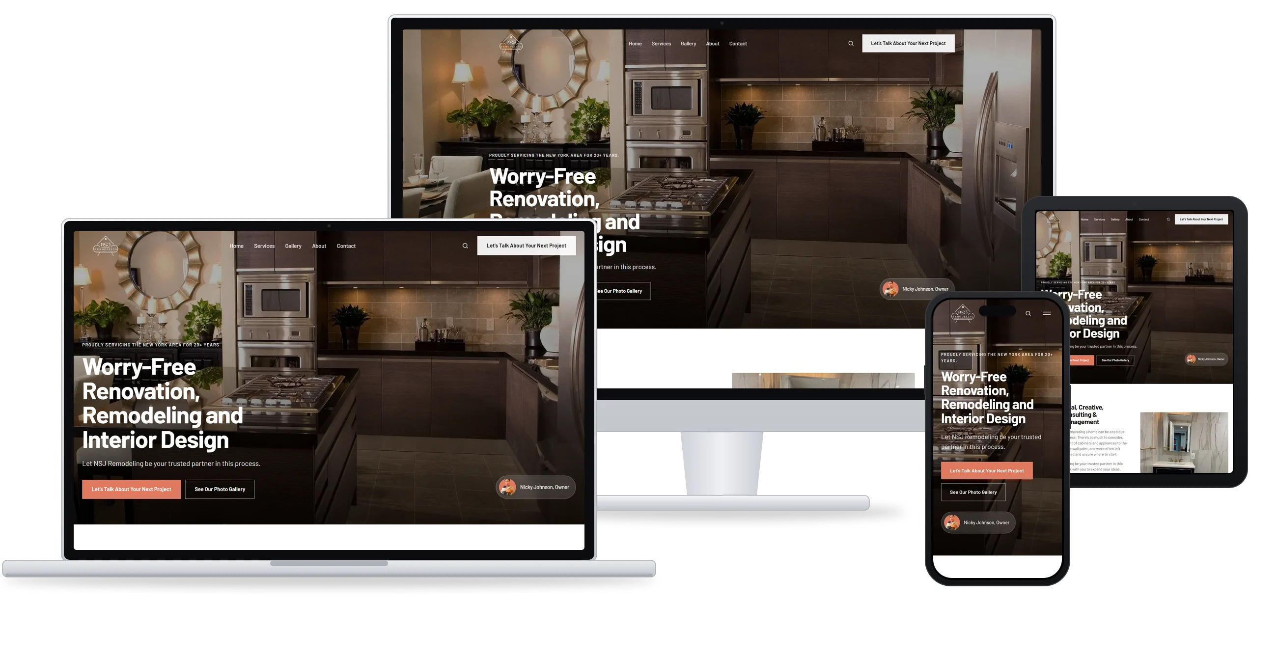 Version 1, Your Brand, Modernized, on a laptop, a monitor, an iPad and an iPhone