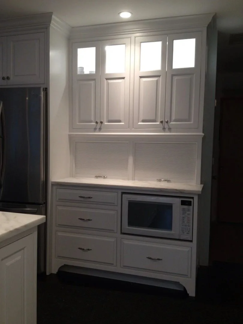 white kitchen hutch with glass uppers, Kitchens & Vanities