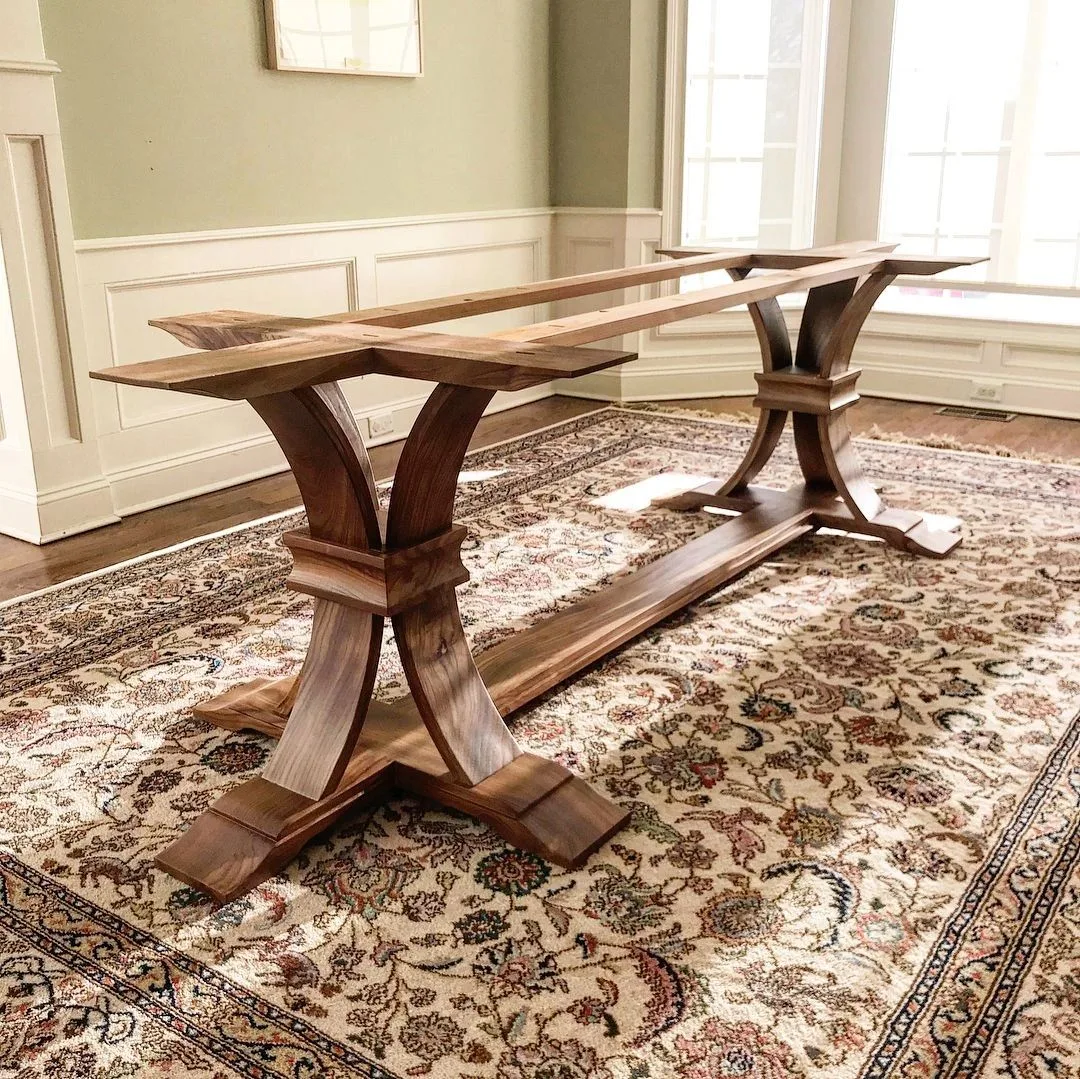 dining table with X-shaped carved base, Custom Tables