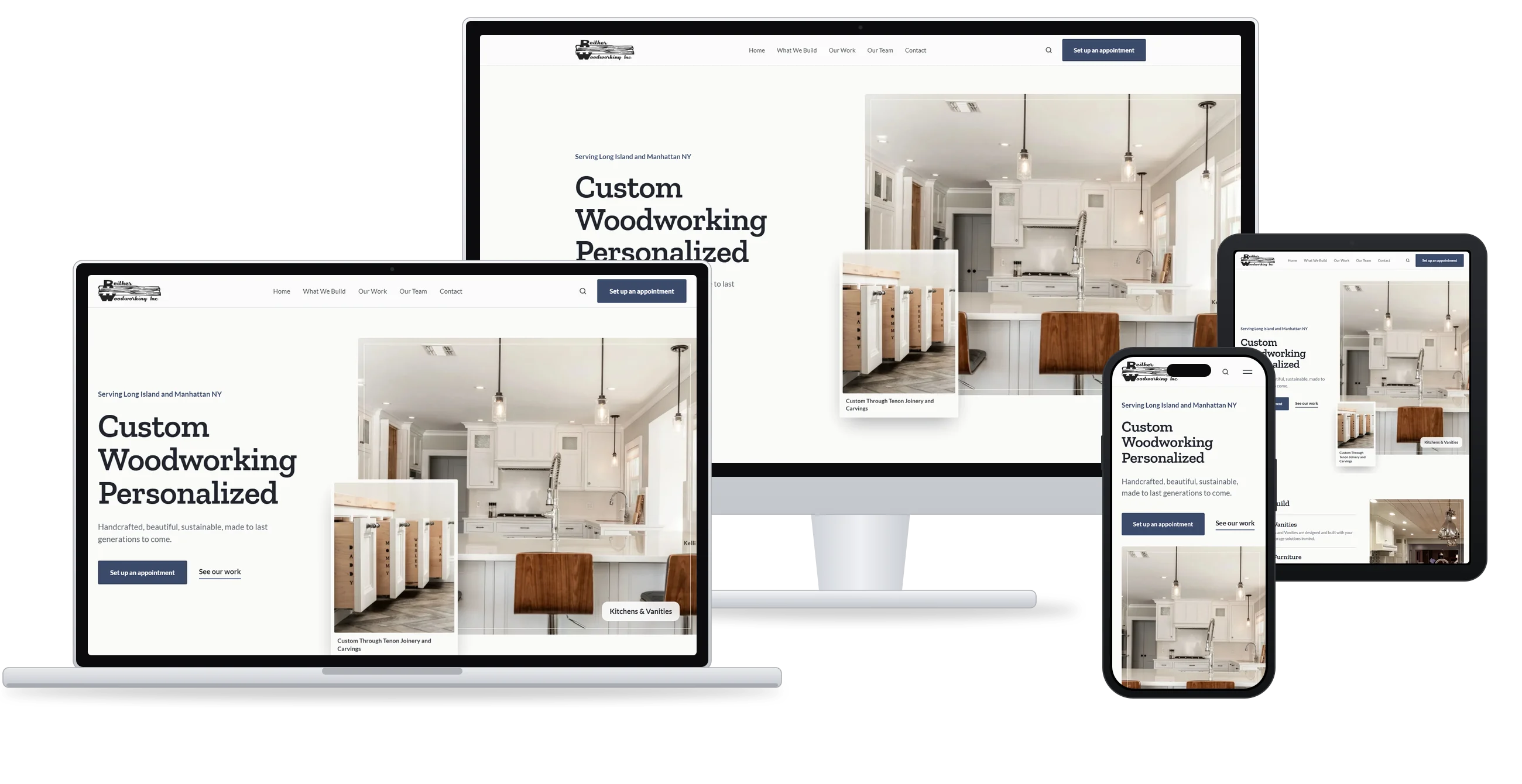 Version 2, Light and Bright, on a laptop, a monitor, an iPad and an iPhone
